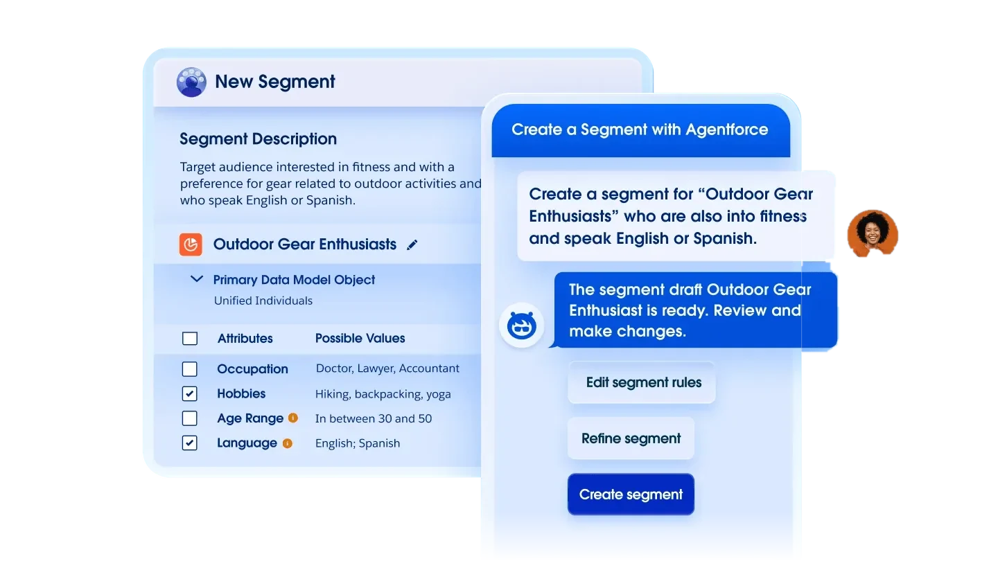 Marketing Cloud Next: Agentforce erstellt aus einer Beschreibung ein Segment auf Basis von Unified Individuals (Oberfläche: Salesforce)